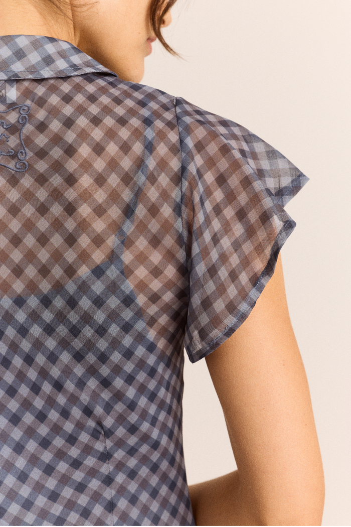 Hudson Midi Dress - Blue Grey Gingham