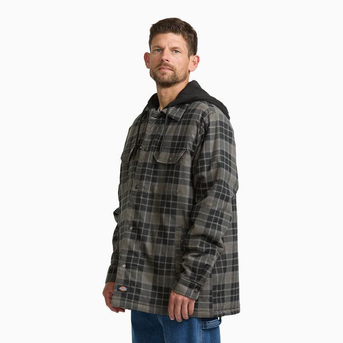Insulated Plaid Hooded Shirt Jacket