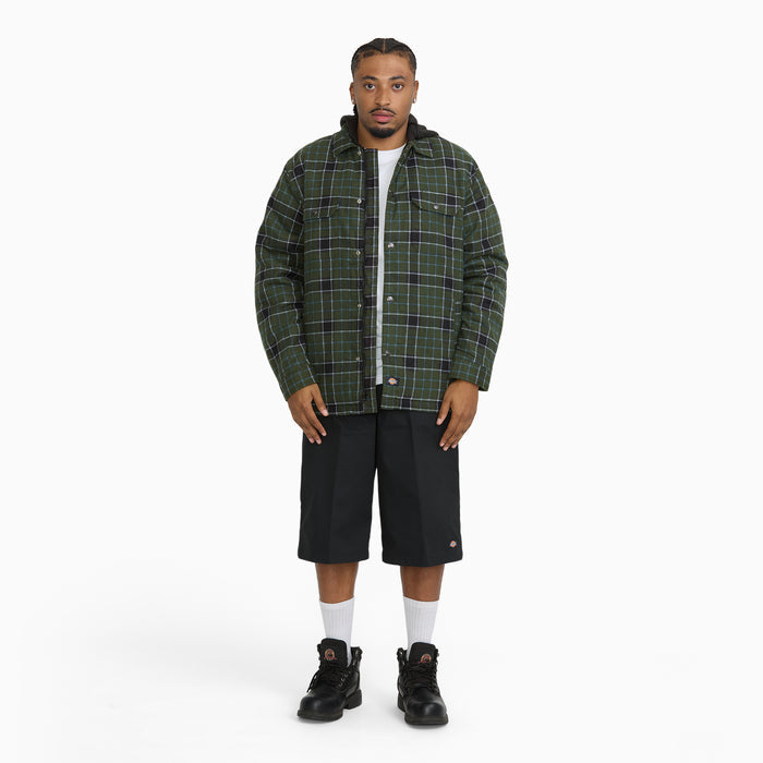 Insulated Plaid Hooded Shirt Jacket