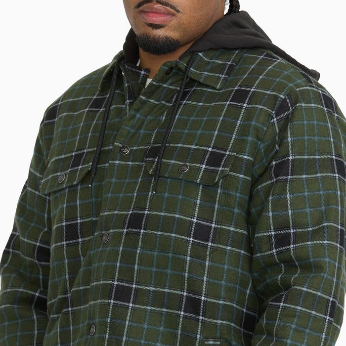 Insulated Plaid Hooded Shirt Jacket