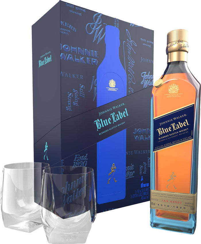 Johnnie Walker Blue Label With 2 Crystal Glasses 750ml