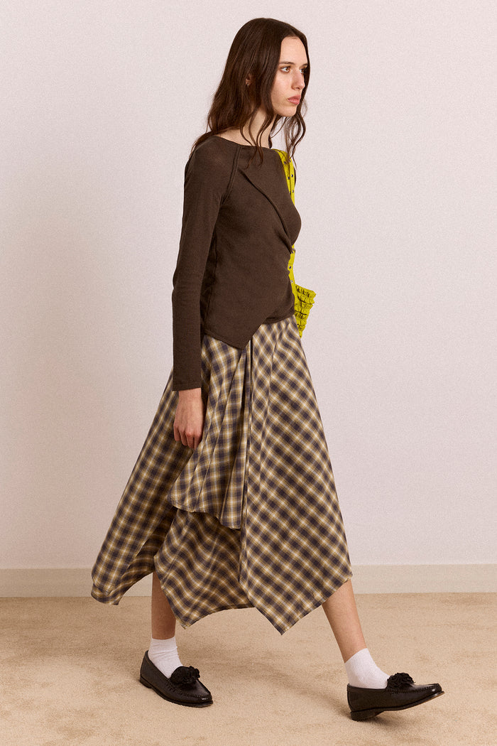 Katana Hanky Midi Skirt - Cardamon Check