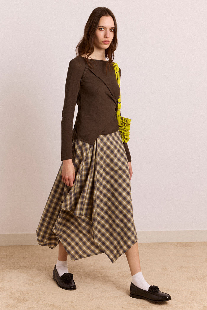 Katana Hanky Midi Skirt - Cardamon Check