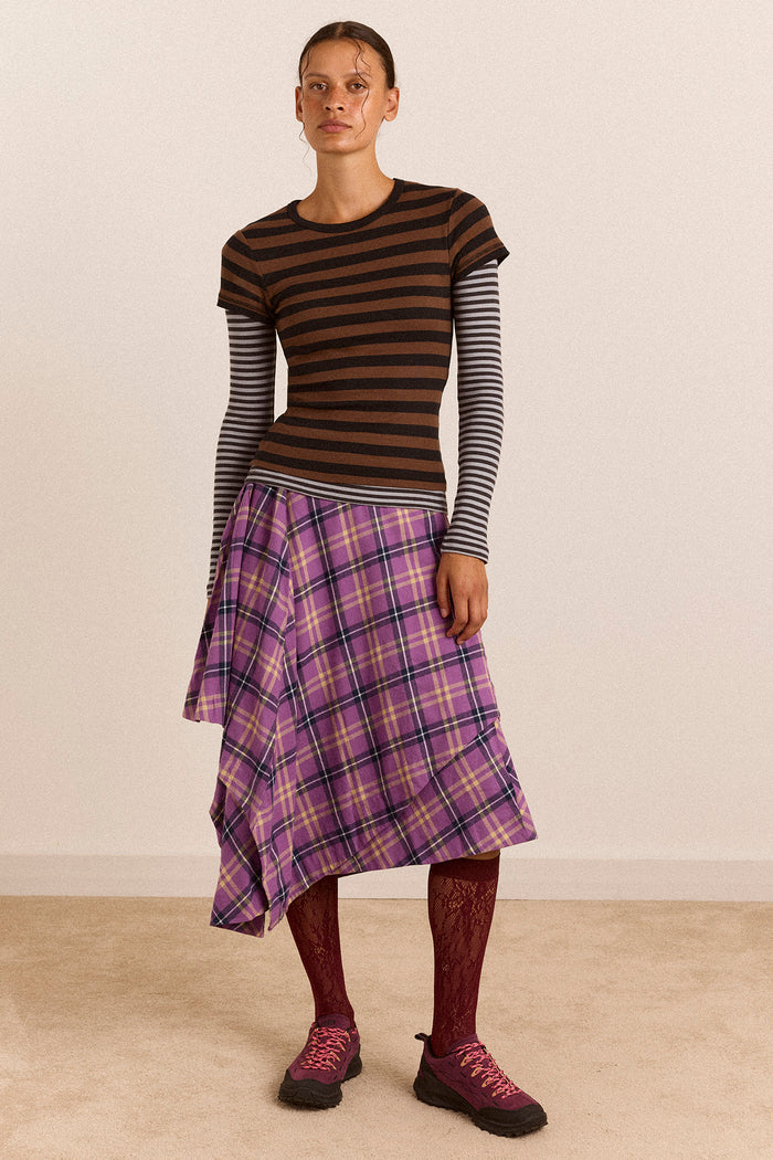 Katana Midi Skirt - Purple Check