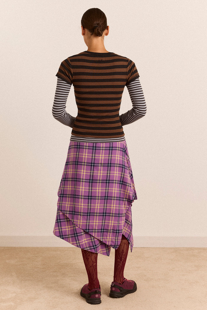 Katana Midi Skirt - Purple Check