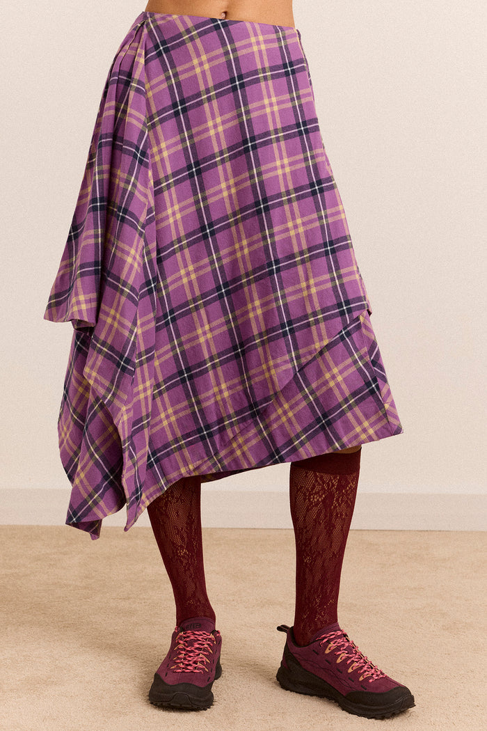 Katana Midi Skirt - Purple Check