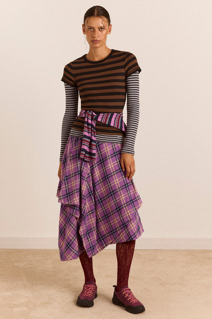 Katana Midi Skirt - Purple Check