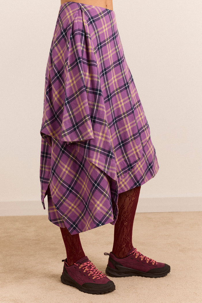 Katana Midi Skirt - Purple Check