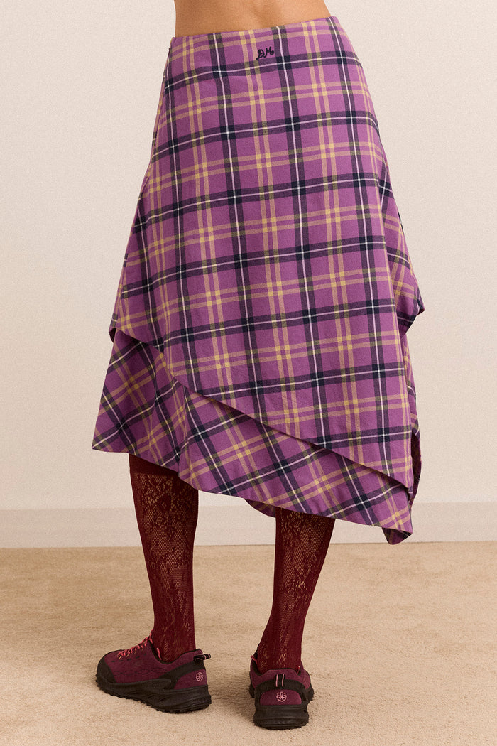 Katana Midi Skirt - Purple Check