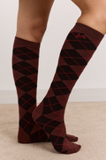 Knee Length Socks - Choc Argyle