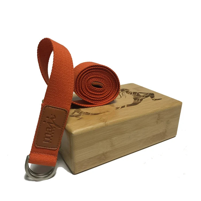 Laser Engraved Bamboo Block and Strap Combo