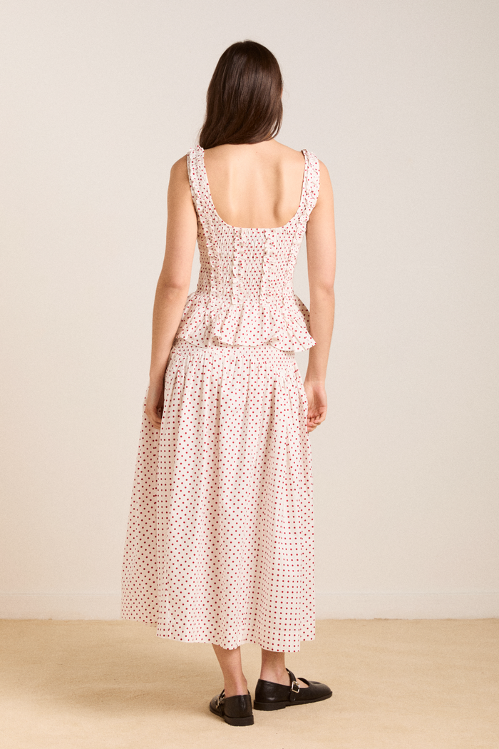 Layla Skirt - Off White And Red Spot