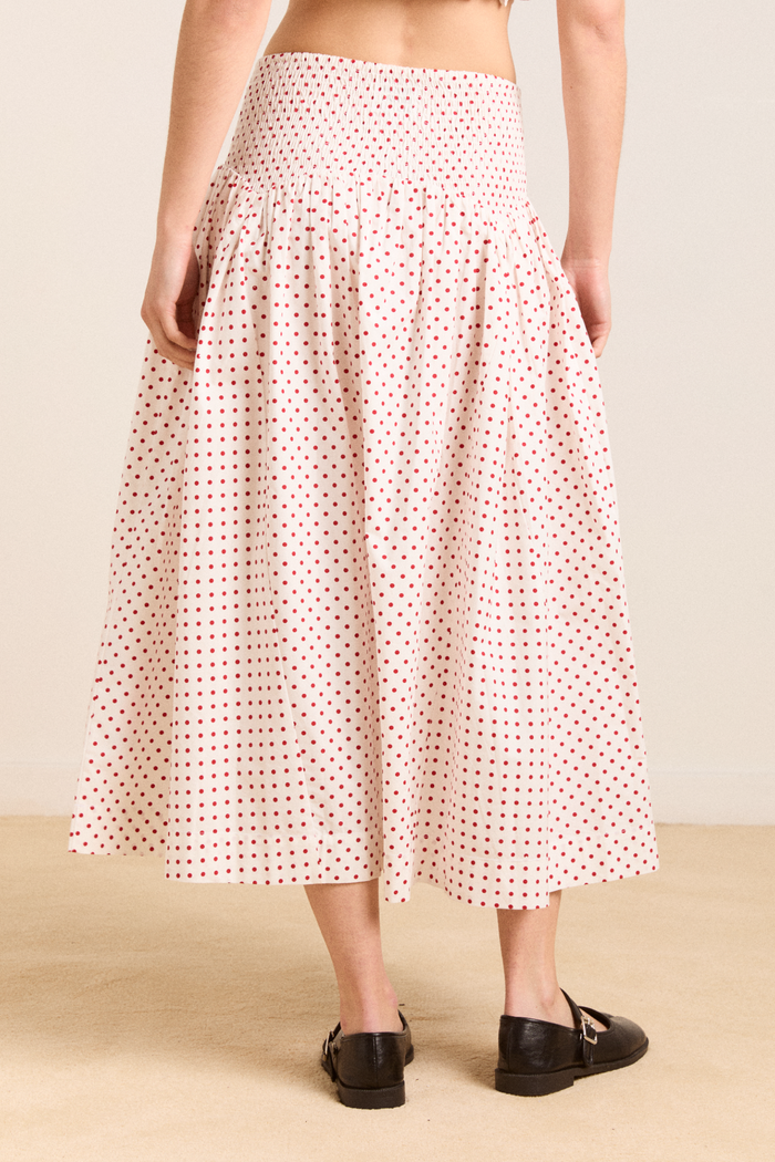 Layla Skirt - Off White And Red Spot