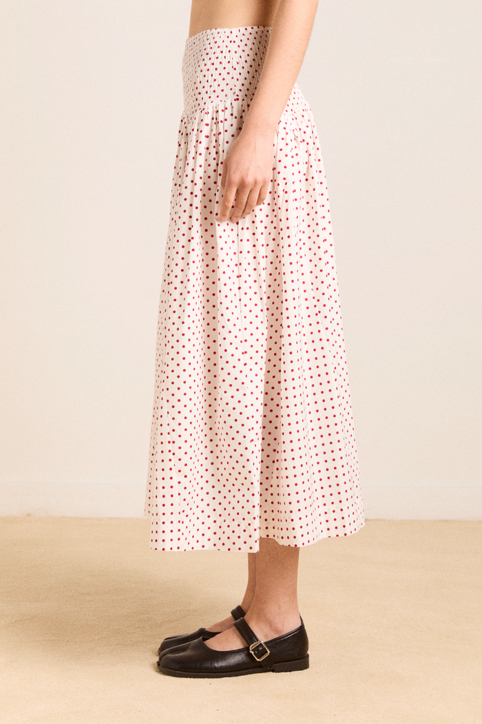 Layla Skirt - Off White And Red Spot