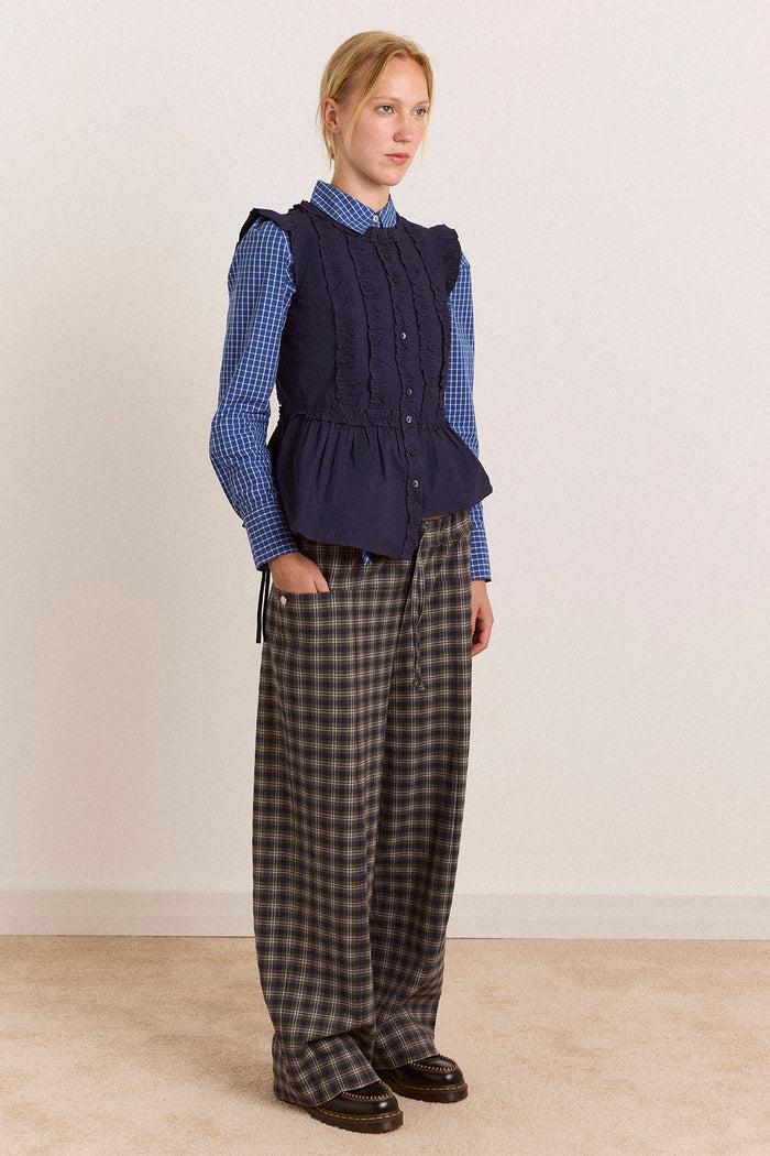 Leighton Ruffle Blouse - Navy