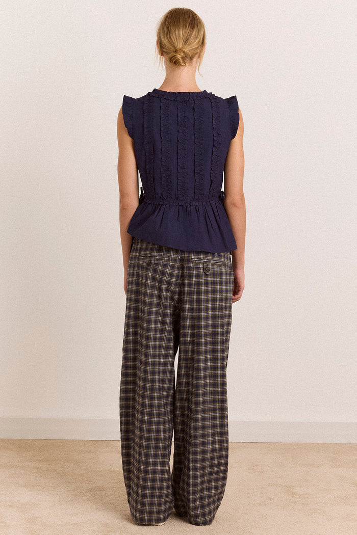 Leighton Ruffle Blouse - Navy