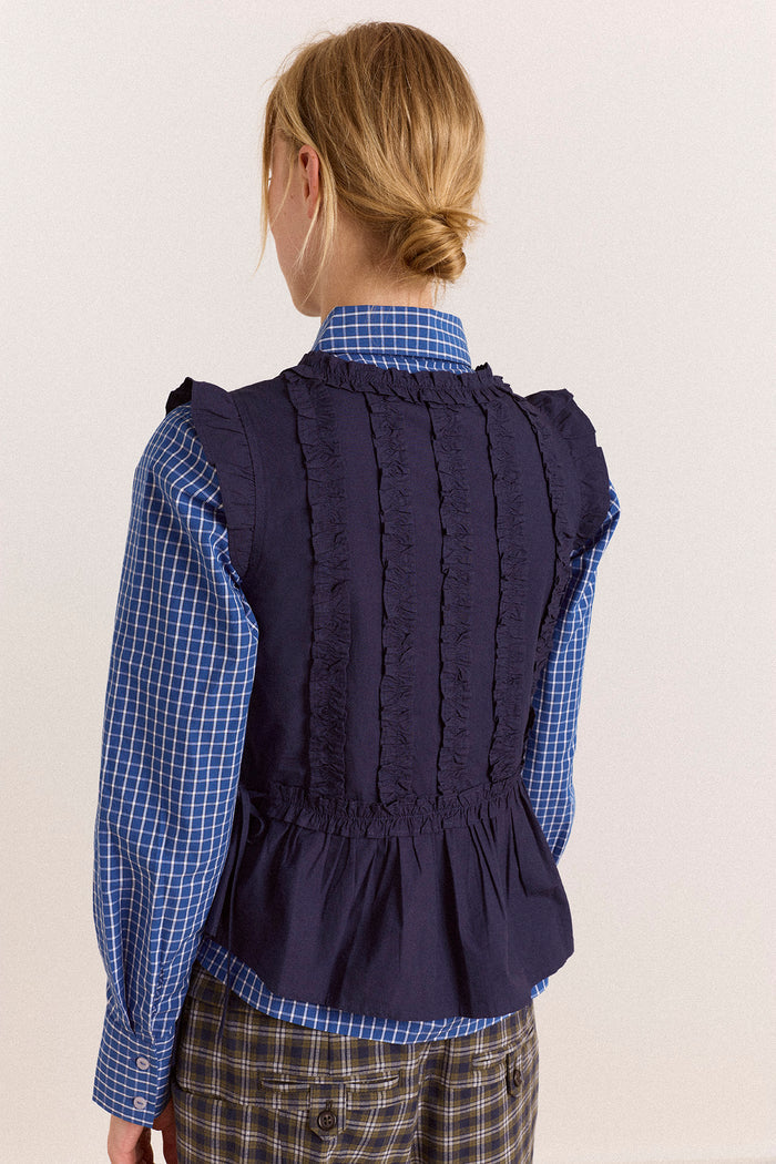 Leighton Ruffle Blouse - Navy