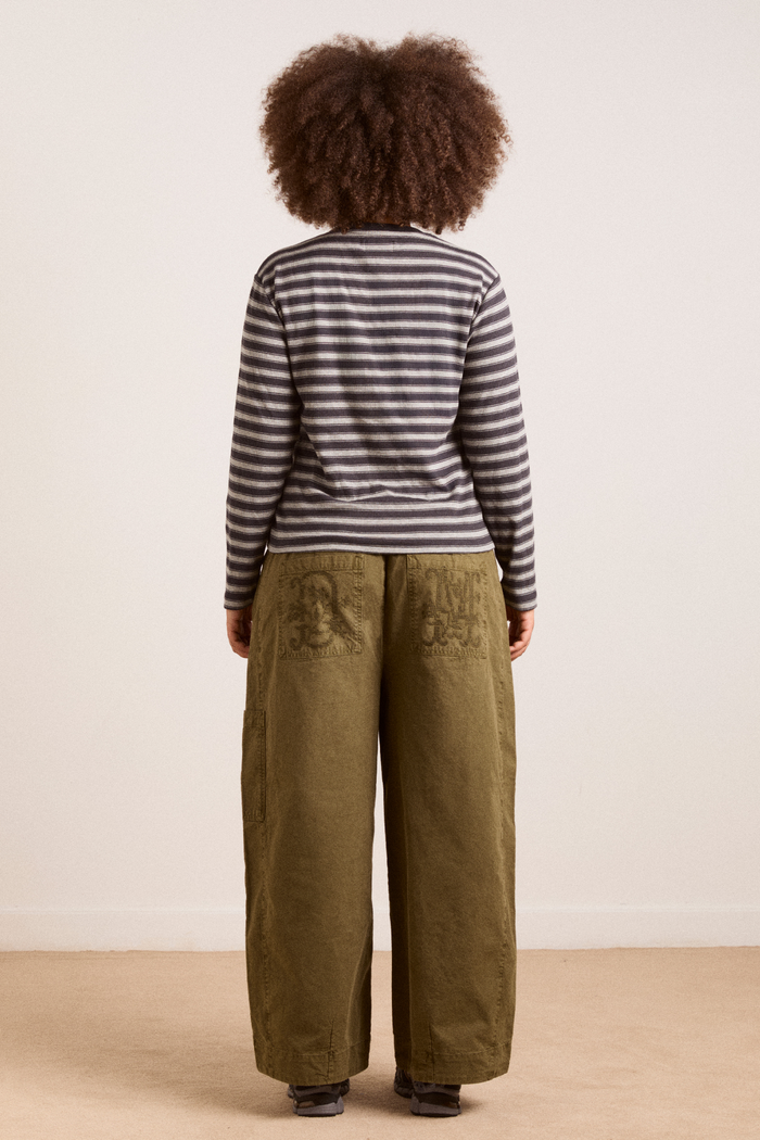 Lilah Fitted Ls Tee - Grey Marl Stripe