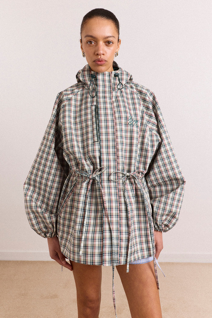 Liu Shower Proof Raincoat - Elderberry Check