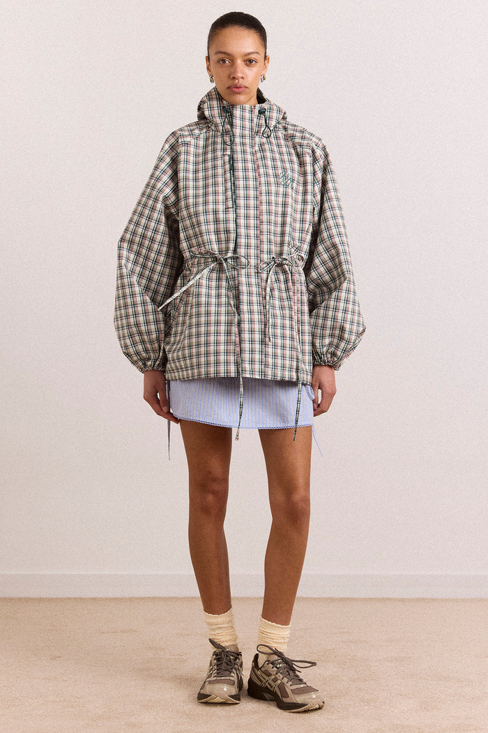 Liu Shower Proof Raincoat - Elderberry Check