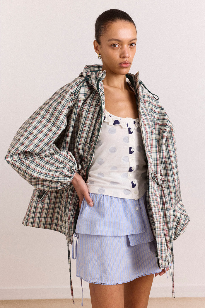 Liu Shower Proof Raincoat - Elderberry Check