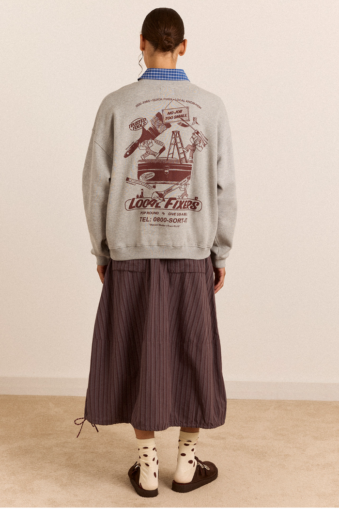 Local Fixers Graphic Sweat - Grey Marl
