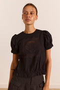 Mabel Lace Insert Blouse - Black
