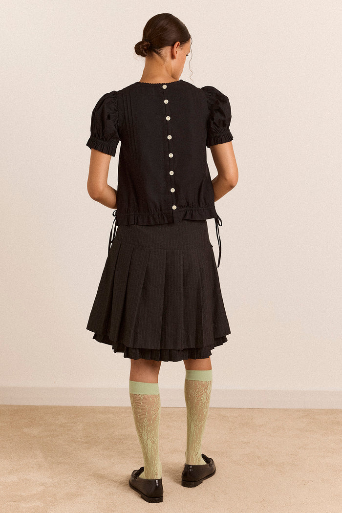 Mabel Lace Insert Blouse - Black