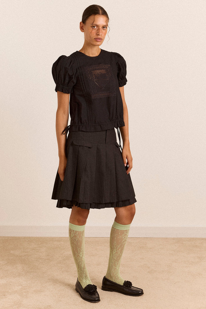 Mabel Lace Insert Blouse - Black