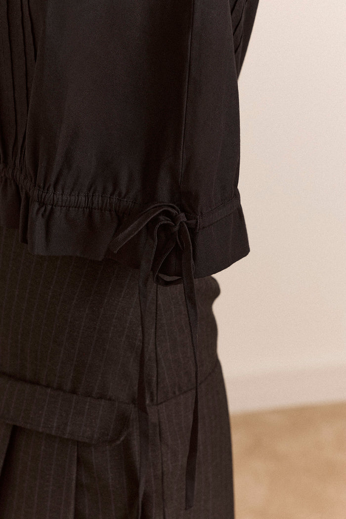 Mabel Lace Insert Blouse - Black