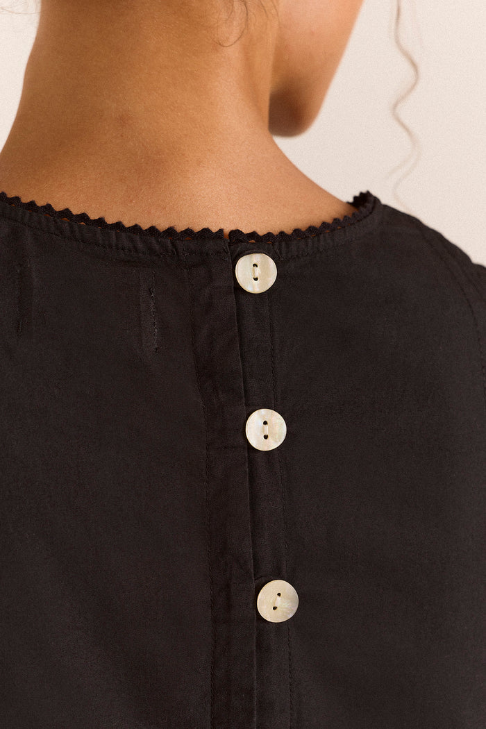 Mabel Lace Insert Blouse - Black