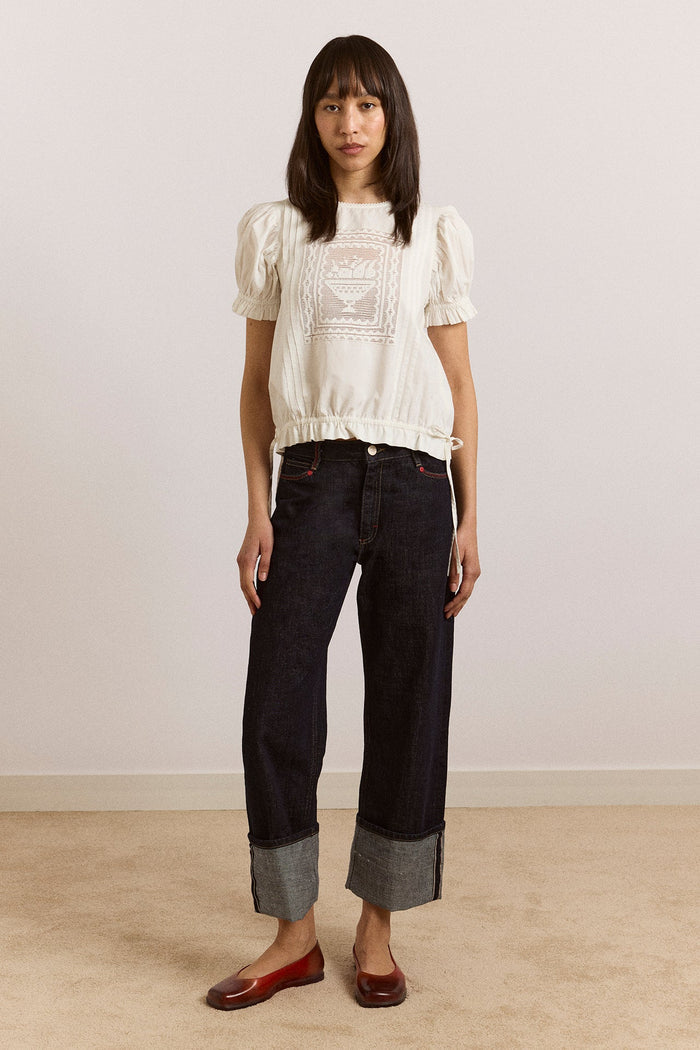 Mabel Lace Insert Blouse - White