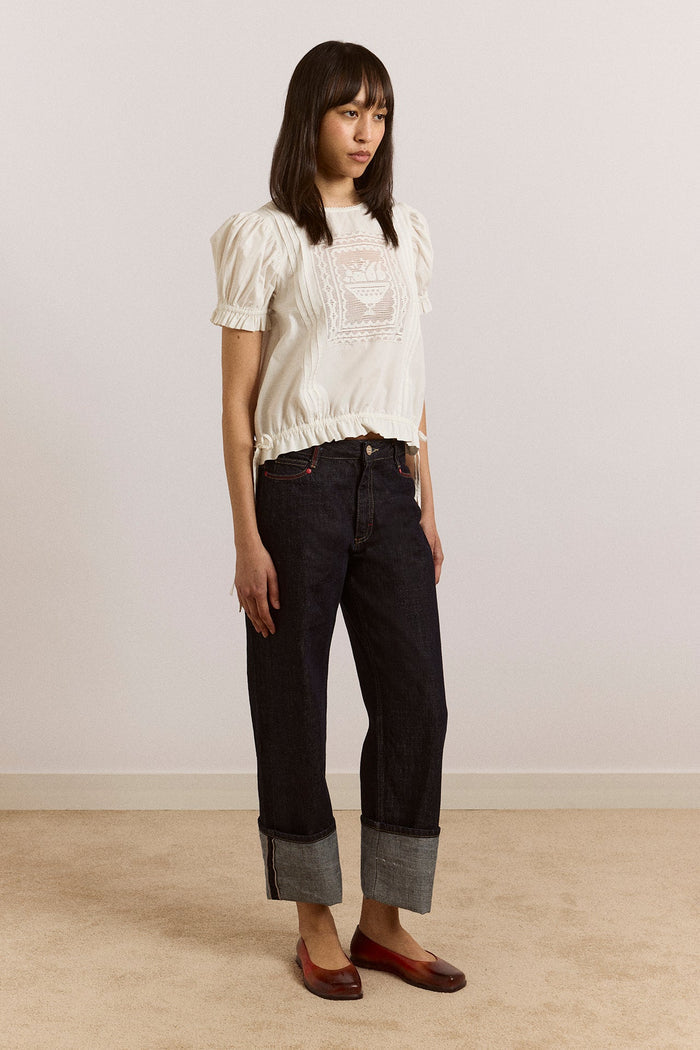 Mabel Lace Insert Blouse - White