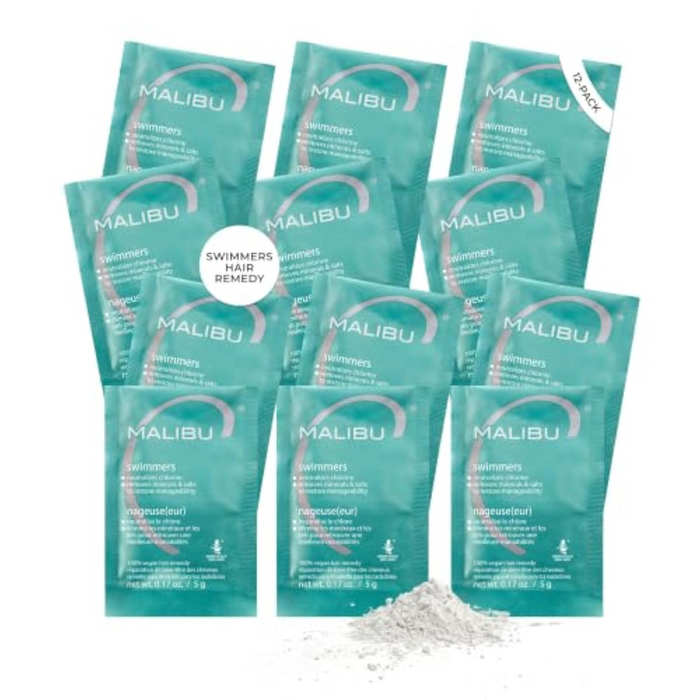 Malibu C Swimmers Wellness Remedy 12-pack box — twelve chlorine hair remedy packets