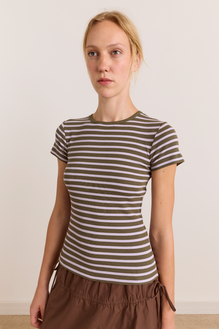 Manon Layered Short Sleeve - Olive/Lilac