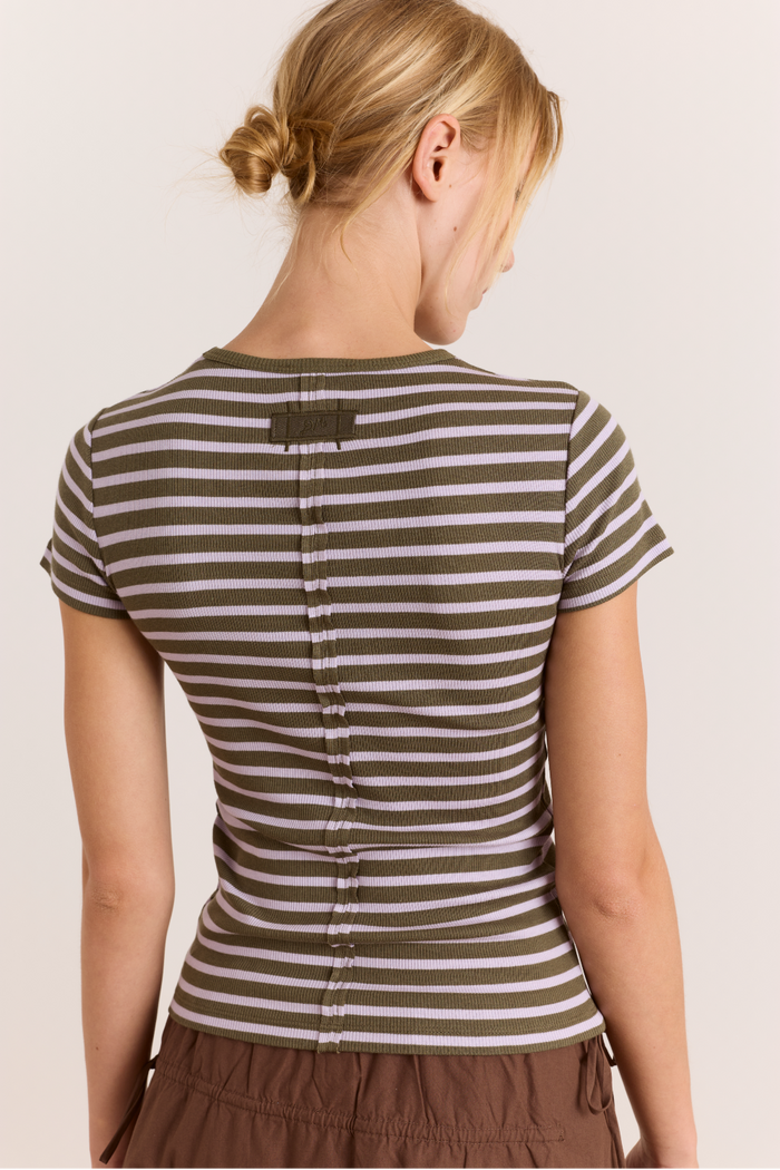 Manon Layered Short Sleeve - Olive/Lilac