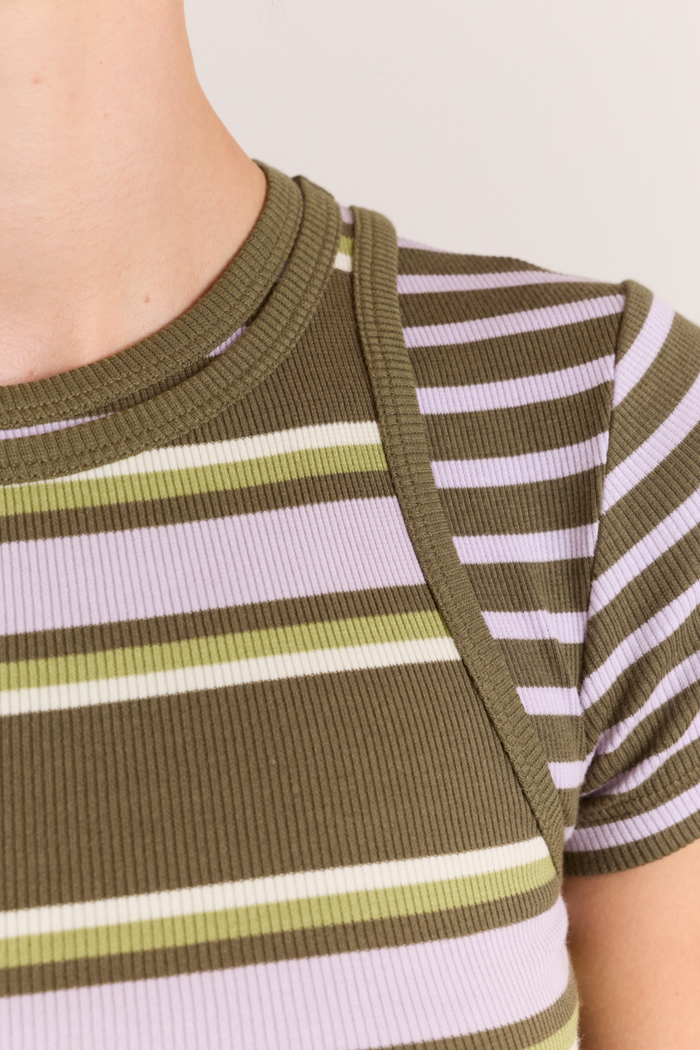 Manon Layered Short Sleeve - Olive/Lilac