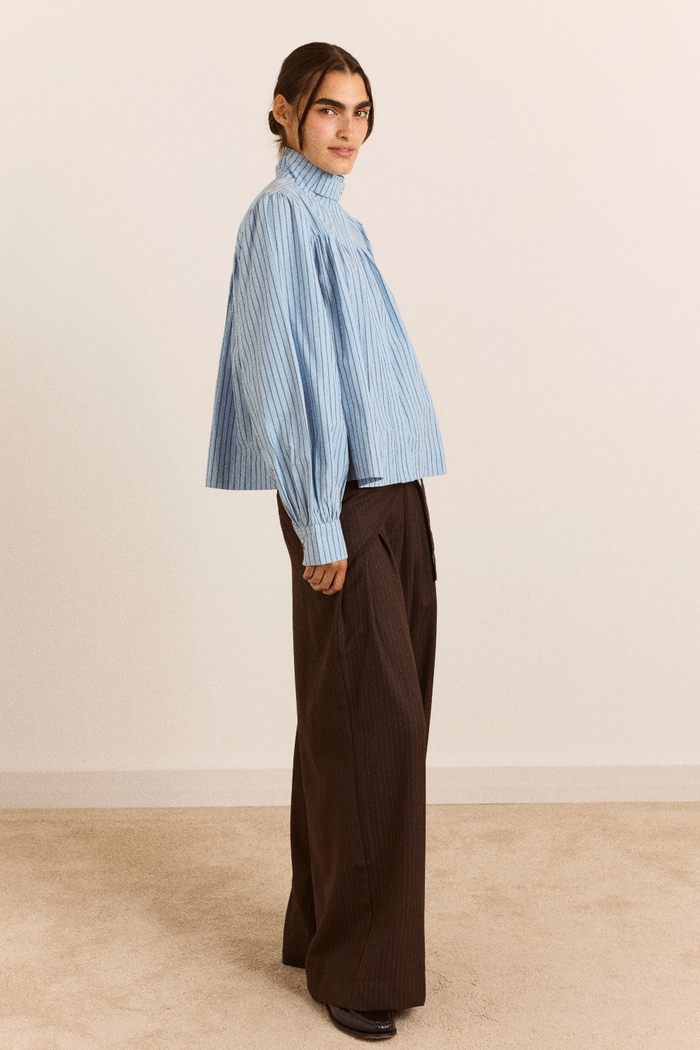 Marigold Funnel Shirt - Blue Stripe