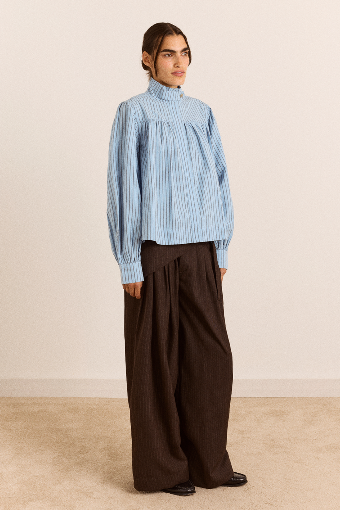 Marigold Funnel Shirt - Blue Stripe