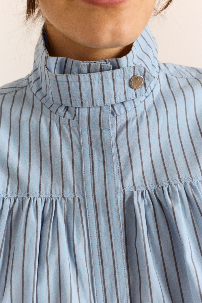 Marigold Funnel Shirt - Blue Stripe