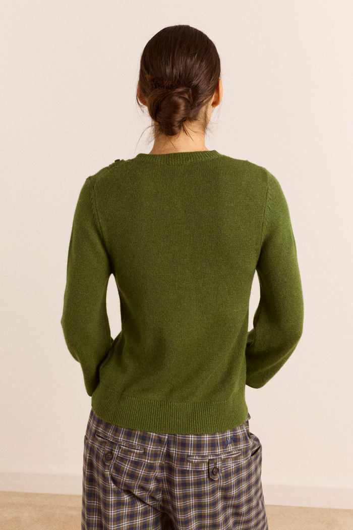 Marla Wool Cashmere Blend Cardigan - Green