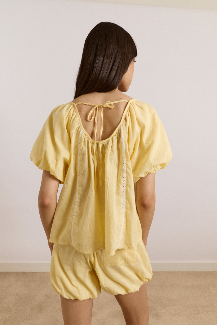Maura Lace Trim Top - Butter