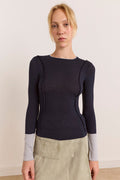 Maven Sheer Top - Navy