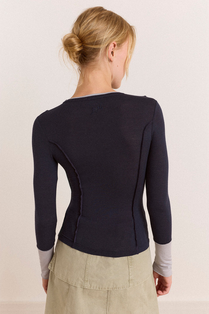 Maven Sheer Top - Navy