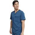 Men's Balance Tuckable V-Neck Scrub Top - Caribbean Blue - 1