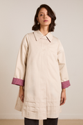 Mercedes Bow Reversible Trench - Gingham & Ecru