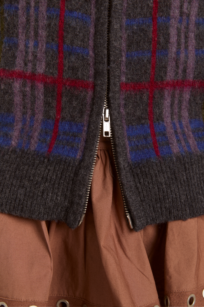 Minah Merino Wool Cardigan - Brushed Check