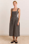 Molly Midi Dress - Navy Green Check