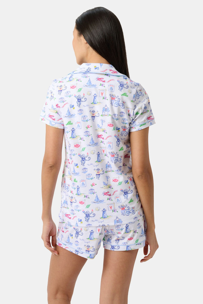 Roller Rabbit Blue Monkey On The Vineyard Polo Pajamas