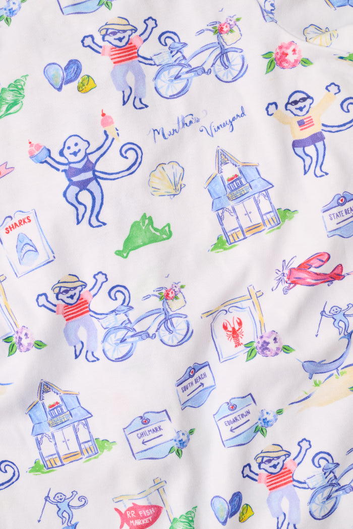 Roller Rabbit Blue Monkey On The Vineyard Polo Pajamas